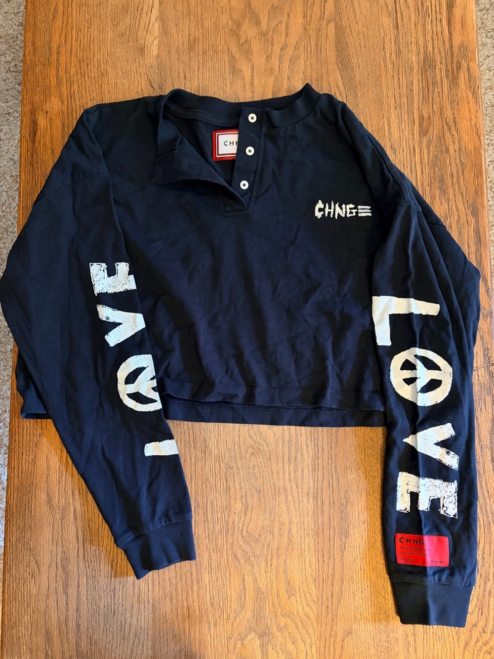 Women’s CHNGE Cropped Long-Sleeve Shirt sz XS